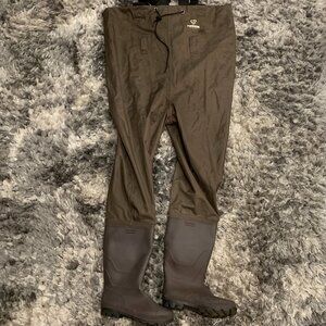 Used FISHINGSIR Fishing Chest Waders w/ Boots Hunting Brown